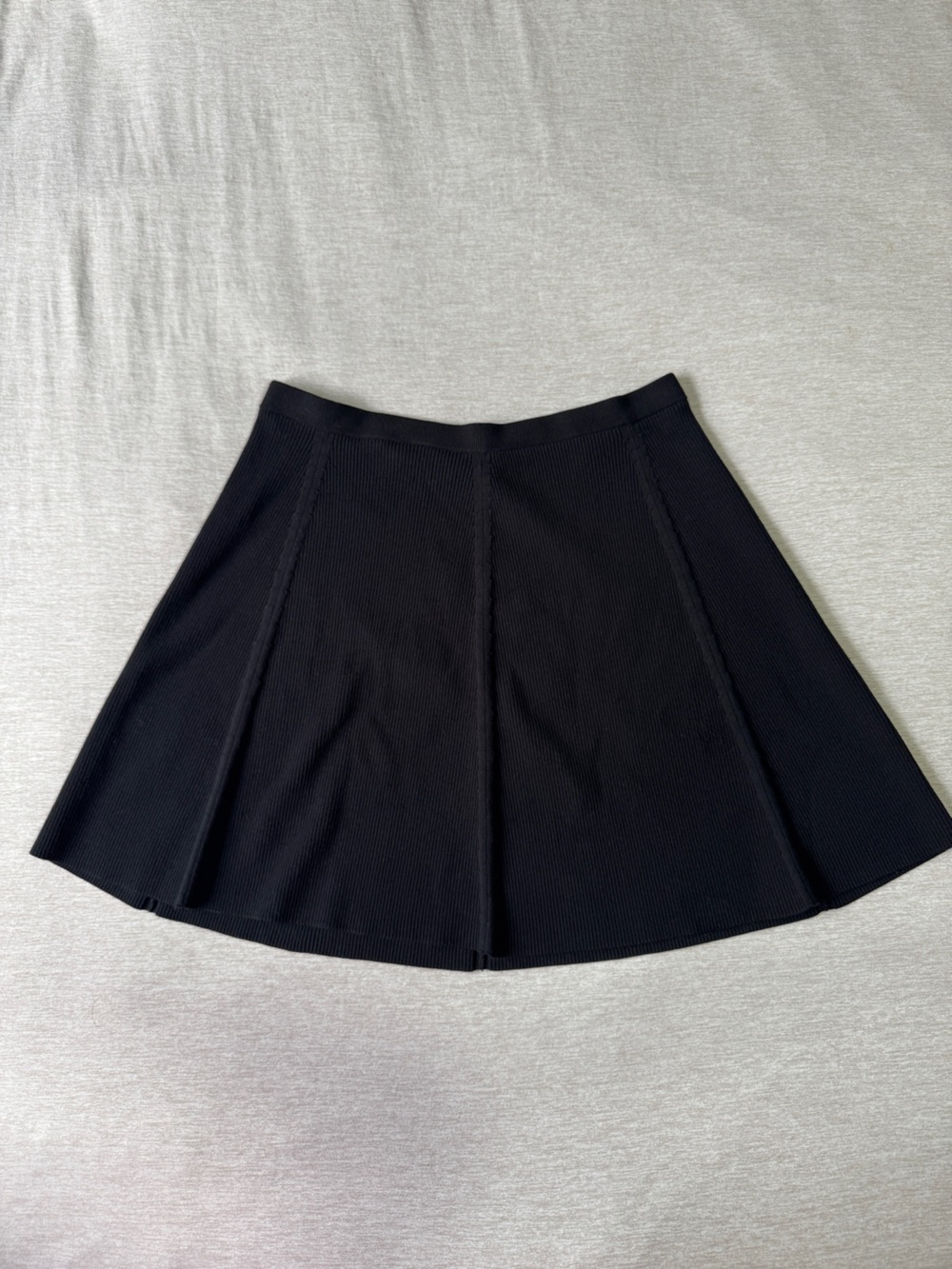 Theory Black Ribbed Knit Flared A Line Skirt Size M Stretch
